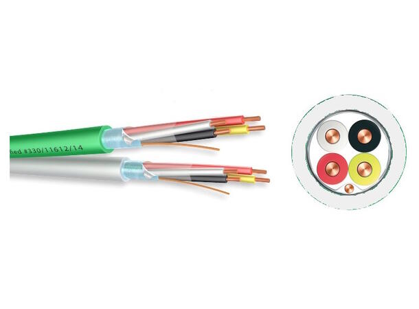 EIB/KNX 2x2x0,8mm Quad kabel LSZH FireFighter®, Dca-s2,d2,a2, Hvit 